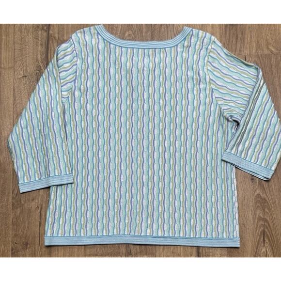 Sigrid Olsen Cardigan Women’s Size XL Silk Blend Sweater Striped Shimmer - Picture 5 of 8